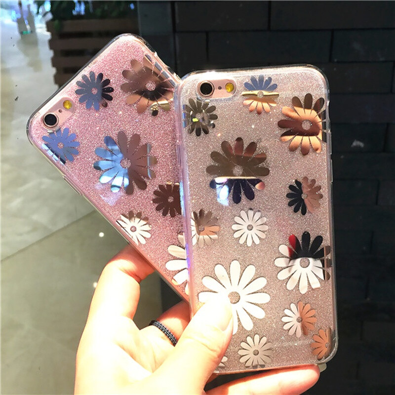 潮女必備 騰彩禮品閃粉雛菊蘋果手機(jī)殼，點(diǎn)亮你的時(shí)尚生活